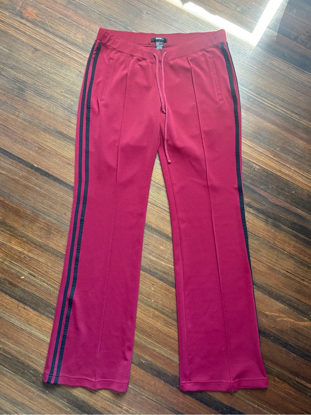 Dittos Burgundy Drawstring Track Pants with Black Label